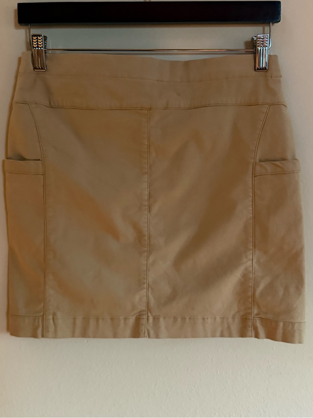 Toad&Co Tan Button-Front Mini Skirt with Side Pockets - Picture 2 of 6